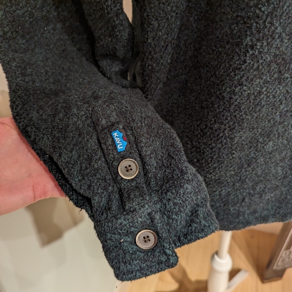 Kavu Women's Large Acacia Cotton Shacket Shirt Jacket Short Length Dark Green - Picture 6 of 11